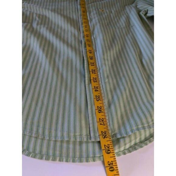 Aeropostale Mens Button Front Shirt Slim Fit Green Long Sleeve Striped Sz Small - Picture 9 of 10